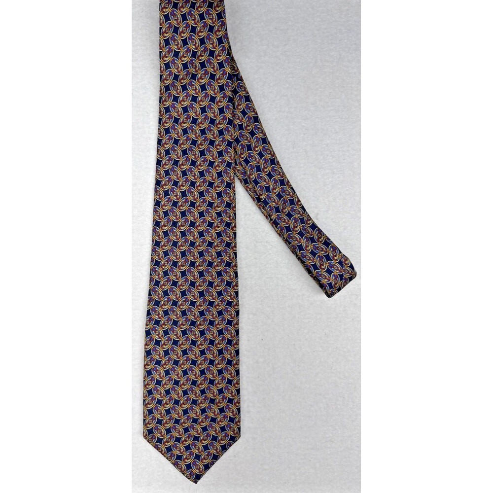 Brooks Brothers Makers Silk Tie USA Made Blue Red Gold Equestrian Necktie